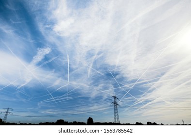 Chemtrails over the blue sky