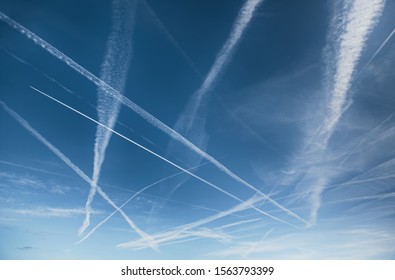 Chemtrails over the blue sky