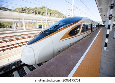 Chengde, China - May 4, 2021: Passengers Traveling On The Fuxing High-speed Train Are Allowed To Enter The Station Without Getting A Ticket By Verifying Their ID Cards.