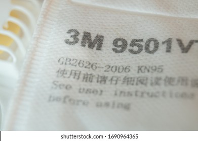 CHENGDU, CHINA - APRIL 02, 2020: 3M N95 Facemask Closeup