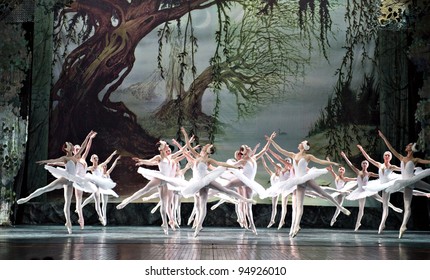 CHENGDU, CHINA - DECEMBER 25: Russian royal ballet's performance "Swan Lake" ballet at Jinsha theater December 25, 2010 in Chengdu, China.