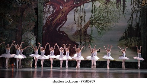 CHENGDU, CHINA - DECEMBER 25: Russian royal ballet's performance "Swan Lake" ballet at Jinsha theater on December 25, 2010 in Chengdu, China.