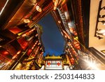 Chengdu, China - May 2024: Old Chinese buildings at the Jinli Pedestrian Street in Chengdu, Sichuan.