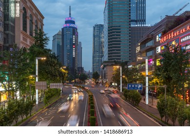 Chengdu, Sichuan / China - May 30 2019:landscape of Chengdu, the largest city of South West China, starting point of the road and belt initiative supported by Chinese president Xi Jinping