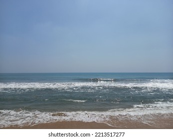 Chennai Beach View With Blue Sky 