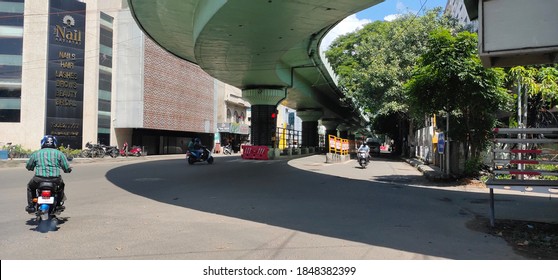 Chennai City ,Tamilnadu , INDIA - 5/11/2020 One Of The Busy Roads In Chennai Is Being Empty Due To Corona Virus Lockdown