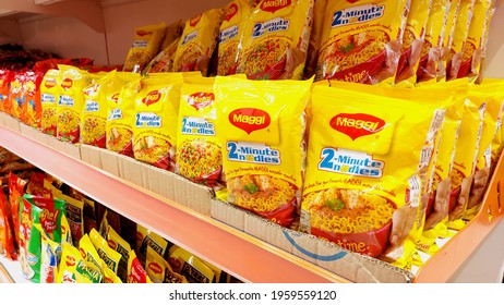 Chennai, India- April 12 2021: Maggi Packets Kept In Super Market 