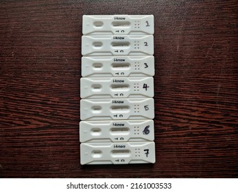 Chennai, India - April 16th 2022: Full Week Result Of I-know Ovulation Testing Strips Kit And Ready To Plan Your Pregnancy.