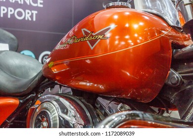 Chennai India August 26 2018, Close Up Of Harley Davidson Motorcycle. Low Light Photography With Selective Focus On The Subject.