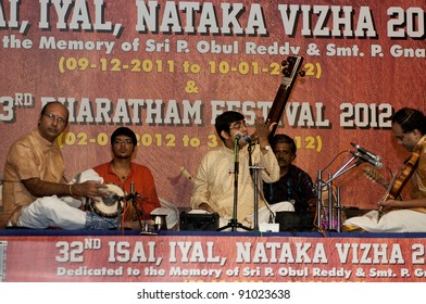 CHENNAI, INDIA - DEC 15: Sikkil Gurucharan Performs During The South Indian Music Festival On Dec 15, 2011 In Chennai, India