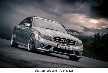 Chennai, India July 2017: Mercedes Benz C Class Evening Drive At OMR Road On July 12th 2017.