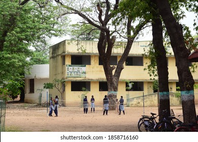 Chennai, India - July 2019: Students At A Local Girls-only School