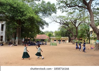 Chennai, India - July 2019: Students At A Local Girls-only School