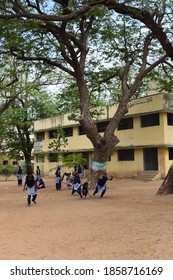 Chennai, India - July 2019: Students At A Local Girls-only School