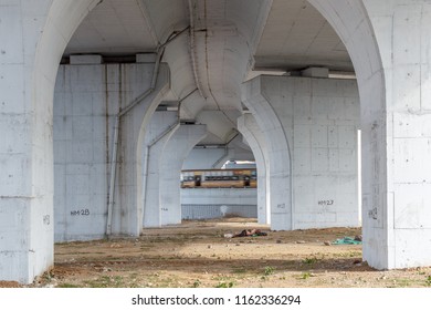 Chennai India July 29 2018 National Highway (known As Kathipaara Junction Near Guindy) Seen Flyover Pillars In Line