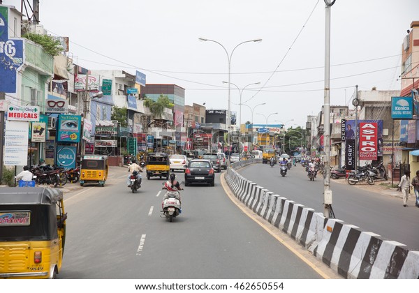 CHENNAI, INDIA - JUNE 28 Street scene\
with traffic on June 28 in Chennai, Tamil Nadu,\
India\
