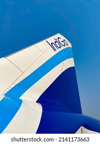 Chennai, India, March 31, 2022: Tail Of An Airbus A321 NEO Of Indigo Airlines