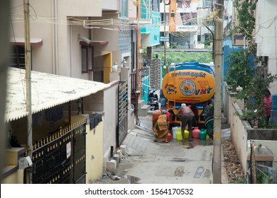 Chennai, India - Nov 19, 2019 - Chennai Metro Water Distribution In Korattur