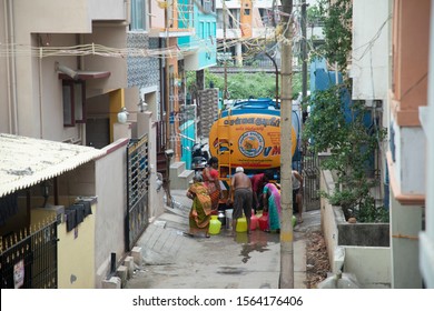 Chennai, India - Nov 19, 2019: Chennai Metro Water Distribution In Korattur