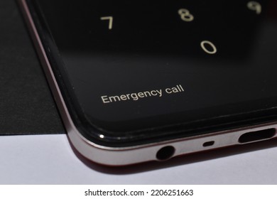 Chennai, India - September 21, 2022: Emergency Call Feature In Android Mobile Phone 