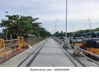 Chennai - India /TN - September 2020: A Lonely Pavement In Marina Beach Amid Lockkdown Due To Covid