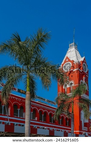 Chennai, India. View of Chennai Central railway station in sunny day.