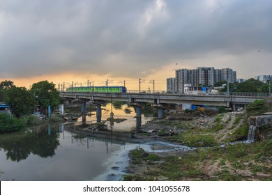 Chennai Metro Rail During Sunset