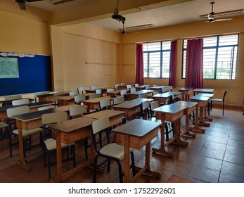 Chennai November 2,2019  class room looks empty without students on a vacation day in a school in Chennai - Shutterstock ID 1752292601