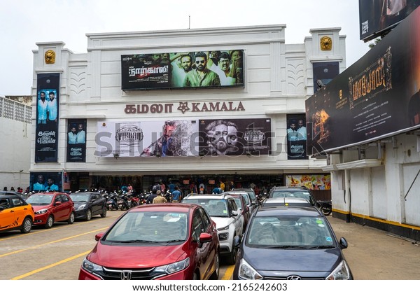 Chennai, Tamil Nadu, India - June 6, 2022:\
The facade of Kamala Cinemas in Vadapalani.\
