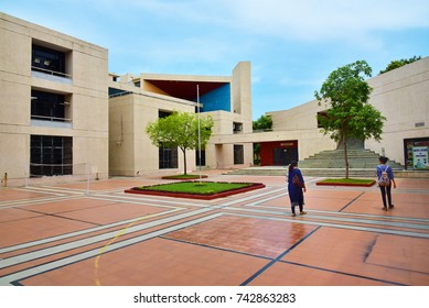 CHENNAI, TAMIL NADU, INDIA, MARCH 07, 2017: Students Walking On The National Institute Of Fashion Technology (NIFT) Campus, Chennai, On A Bright Sunny Day.