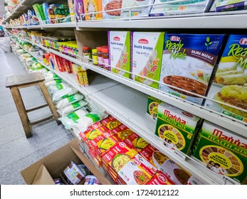 Chennai, Tamil Nadu, India - May 5, 2020: A Shelf At Nilgiris Supermarket Can Be Seen Empty Due To Panic Buying During The Coronavirus Pandemic. 