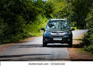 CHENNAI, TAMILNADU , INDIA - JULY 05 - 2018: Private Car, Honda BRV City Suv On Country Side Road In The Outskirts Of Chennai, Tamilnadu, India.
