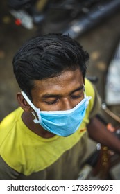 Chennai,India -Mar/28/2020:
Praying For Corono Affected Peoples Around The World. Men Wear Protection Face Mask Against Contagious Disease, Coronavirus. Man Wearing Hygienic Mask To Covid 19.