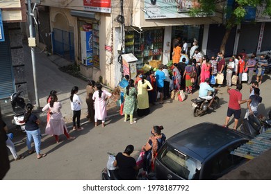 Chennai,Tamil Nadu India -05232021: Panic Buying In India During Corona Virus  Second Wave.