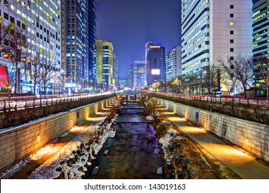 Cheonggyecheon Stream In Seoul, South Korea Is The Result Of A Massive Urban Renewal Project.