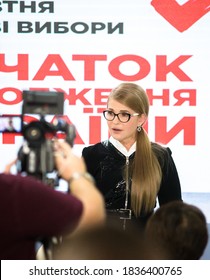 Cherkasy, Ukraine - October 12, 2020: Yulia Tymoshenko Speaks To An Audience. Party Leader Batkivshchyna