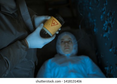 Chernobyl radioactive threatment items. Cure. Antidote. Close-up. Chemystry. Injection - Shutterstock ID 1418131406