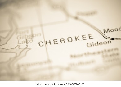 Cherokee. Oklahoma. USA On A Geography Map