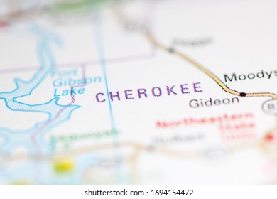 Cherokee. Oklahoma. USA On A Geography Map