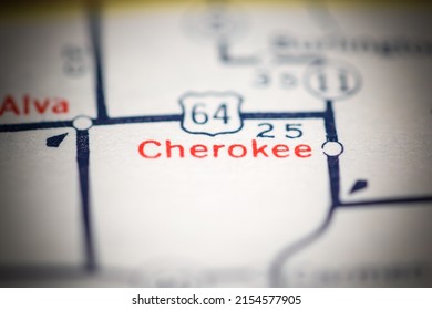 Cherokee. Oklahoma. USA On A Geography Map.
