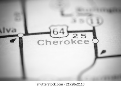 Cherokee. Oklahoma. USA On A Geography Map.