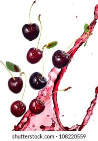 Cherries And Cherry Juice Splash