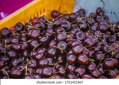 Cherries At The Local Market Of Oamaru, New Zealand.