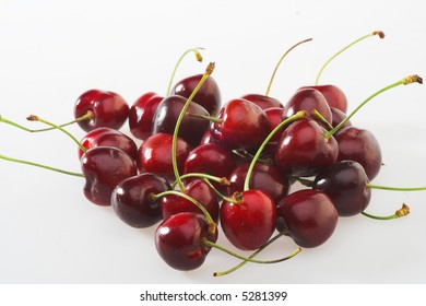 cherries on white background