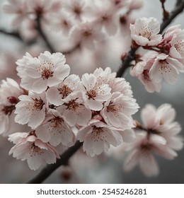 A cherry blossom outline features delicate, minimalistic line art of cherry blossom flowers, often with slender branches and soft petals, capturing the beauty of springtime blooms. - Powered by Shutterstock