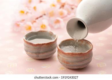 Cherry blossoms and Japanese sake