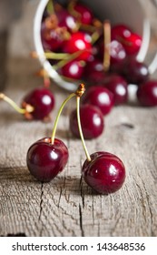 cherry close up on a wooden background