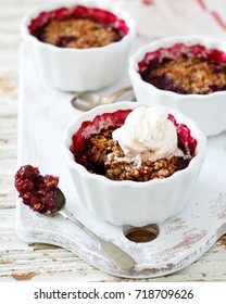 Cherry crumble on light background