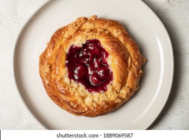 Cherry Danish On White Background 