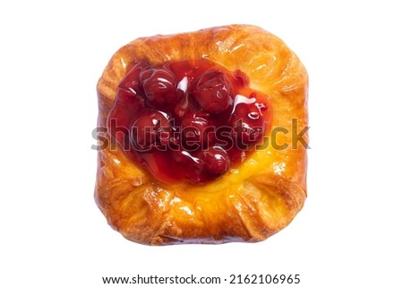 Cherry danish pastry dough isolated on a white background